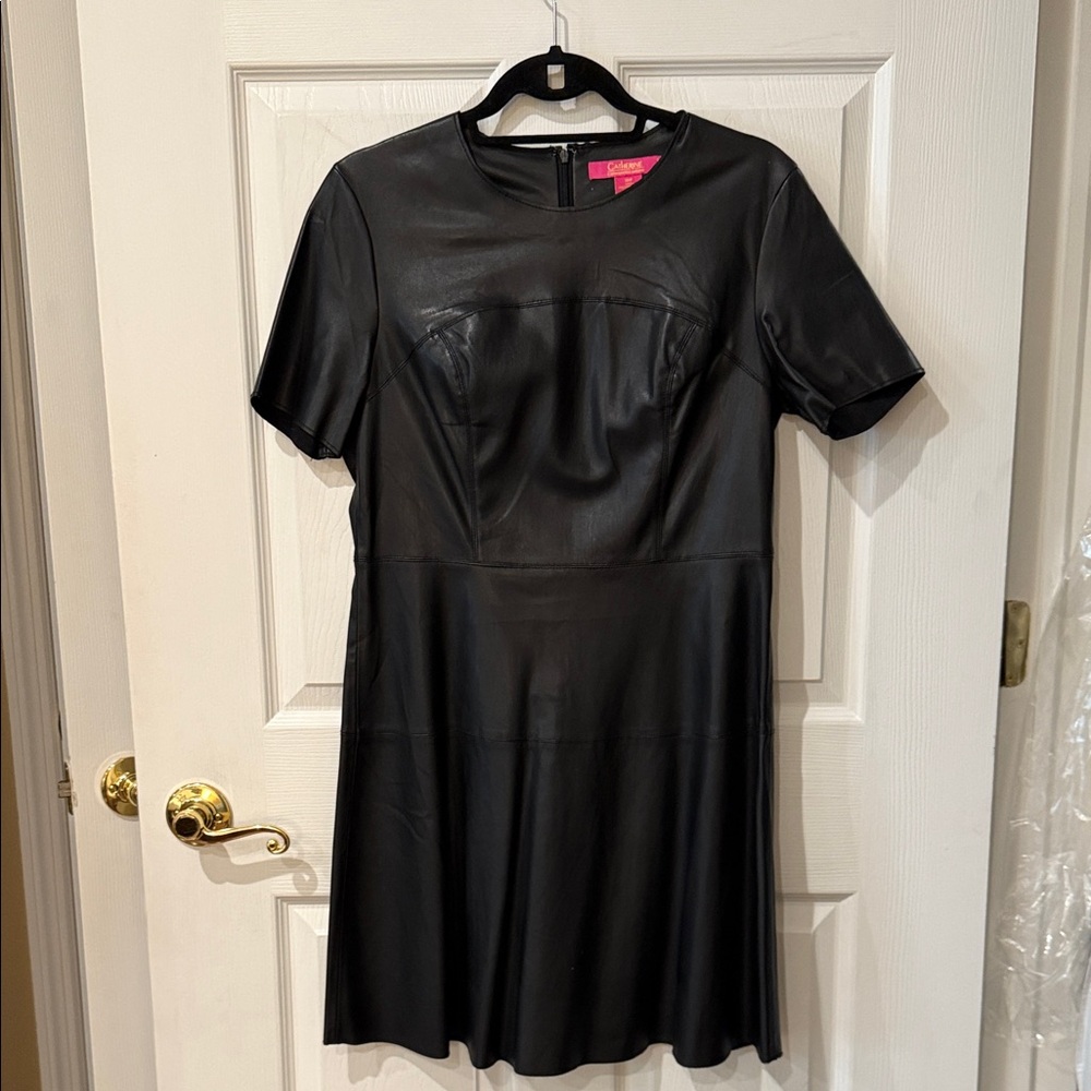 Catherine Malandrino Black Faux Leather Mini Dress